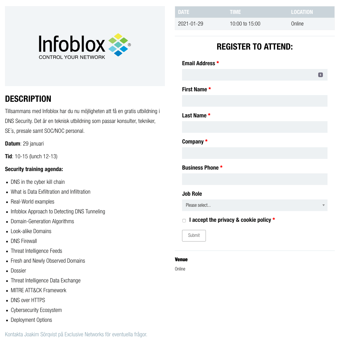 Infoblox – 29 januari – DNS Security Workshop – Slutkund 9