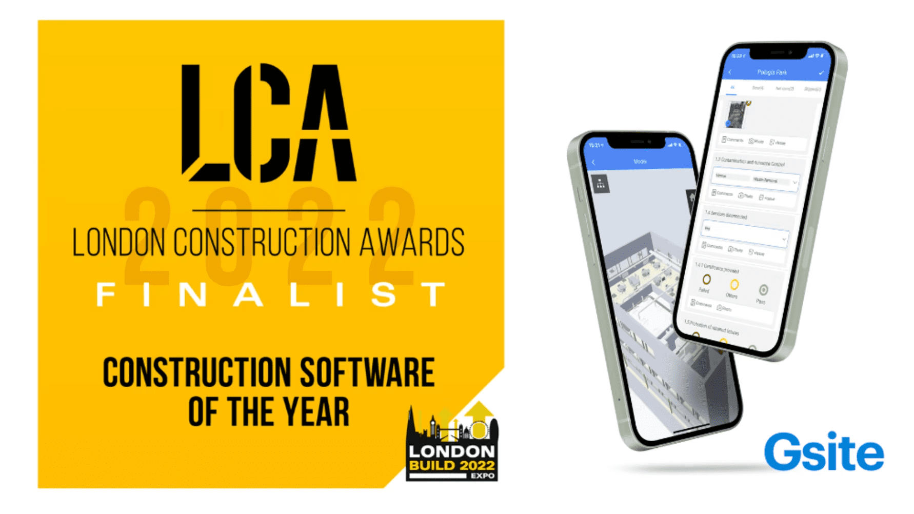 Gsite har nominerats till ”Årets Byggprogramvara” på London Construction Awards