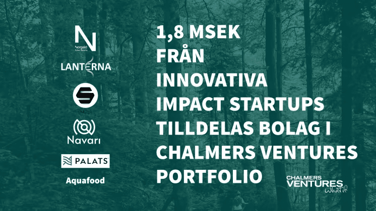 Sex av Chalmers Ventures portföljbolag får 1,8 miljoner från Vinnova Innovativa Impact Startups