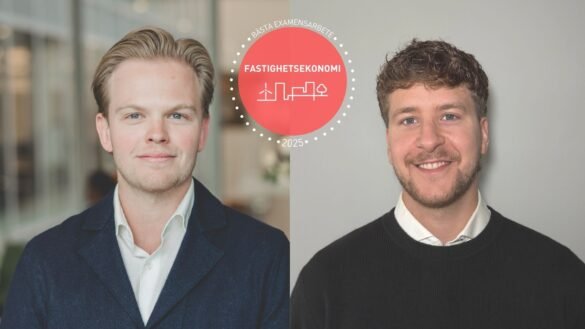 Pontus Flygring och Haukur Örn Valtýsson tilldelas pris för bästa examensarbete i fastighetsekonomi 2025
